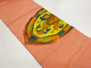 手織り紬抽象模様織出し名古屋帯